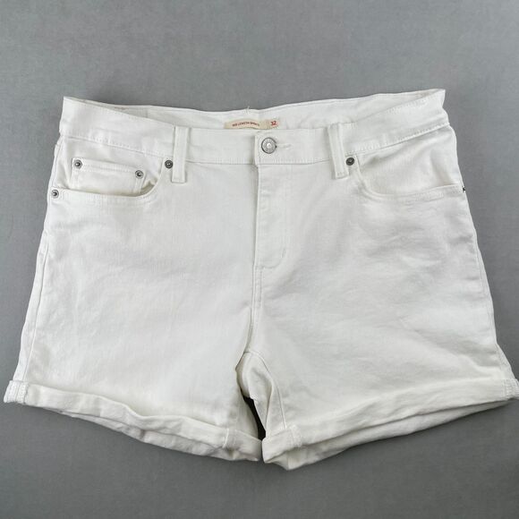 Levi's Pants - Levi's Denim Shorts Wmn 32 White Mid Rise Cuffed Stretch Cotton Zip Fly 5 Pocket